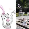 Heady Cam Bongs Çift Geri Dönüştürücü Beyaz Bong Eşsiz Oda Yağı Dab Talimler KONI TABLO Çiçek Dekor Oda Cam Su Boru 14mm Eklem