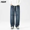 Men's Jeans HIQOR Brand New Bla Jeans Man Casual Wide Leg Pants Oversize Men's Jeans Y2k High Street Straight Streetwear Trousers for Men J230814