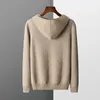 Męskie swetry 2023 Autumn/Winter Cairing Cashmere w dekolcie kolorowy kołnierz z kapturem pullover swobodny oddychający sweter