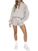 Women's Shorts Women 2 Piece Outfits Sweatsuit Oversized Half Zip Collared Sweatshirt Set Lounge Matching Sets Tracksuit