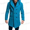 Mens Winter Wool Coat Autumn Mens Long Trench Coat Cotton Casual Woollen Men Overcoat Mens Coats and Jackets Asian S-3XL T230814