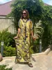Plus size jurken Tiktok Afrikaanse vrouwen Boheemse zijde gedrukte lange jurk met sjaal zomerpromotie moslimdame kwaliteit gewaad Kaftan jurk 230812