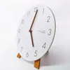 Zegary ścienne Kreatywne minimalistyczne białe drewno Nowoczesne nordyckie zegar Kuchnia Duże wyciszone zegarki domowe C5T065