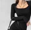 Women's Sweaters 2023 Spring Sexy Retro French Spice Bag Shoulder Hip Square Collar Slim Waist Knit Skirt