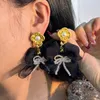 Origineel ontwerp handgemaakte kristal boog oorbellen Koreaans mode temperament gevoel oorbellen vrouwelijke Boheemse verklaring drop oorbellen