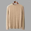 Men's Sweaters Autumn/Winter Pure Cashmere Clothing Round Neck Solid Twisted Flower Pullover Simple And Warm Sweater