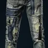 Men S jeans multi zipper mannen motorrijder punk rock denim broek slank fit rip heren borduurwerk motorfiets 230814