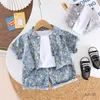 Conjuntos de roupas novo verão crianças moda roupas menino menina roupas casuais imprimir shorts 3 pçs/sets crianças infantil roupas casuais da criança agasalho