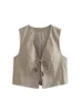 Women's Vests Europe And The United States Summer 2023 Fashion Casual Tie Suit Vest Linen Short Waistcoat Trend