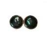 Stud Earrings Natural Black Pearl Coin-shaped 14K Gold-plated Baroque Ladies Postage