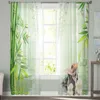 Curtain Bamboo Swan Pillar Water Surface Stone Curtains Tulle For Living Room Bedroom Kitchen Chiffon Sheer Window Treatment Decorations