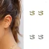 Backs Earrings AETEEY 925 Sterling Silver Punk Double-layer Diamond Ear Clip Cuff Wrap No Piercing-Clip On Cartilage Jewelry