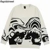 Heren truien vintage gebreide truien streetwear y2k grunge hip hop schedel skelet jumpers mannen harajuku casual punk gotic pullover unisex 230814