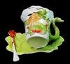 Kubki Enamel Porcelana kawy kawy Smok i Phoenix Cup Zestaw herbaty kości China Porcelana na prezent urodzinowy 230815
