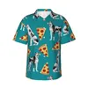 Men's Casual Shirts Great Dane Pizza Mens Hawaiian Short Sleeve Button Down Beach Tropical Floral
