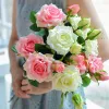 Fiori di nozze Bruquet da sposa White Bridesmaid Real Touch Roses Accessori per matrimoni fai -da -te fai -da -te Festa Decorazione per la casa decorazione di Womeweddingzz