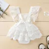 Girl's Dresses Fashion Summer Clothing Newborn Baby Girl Sleeveless White Romper Jumpsuit Dress Layered Outfits Clothes 0-24M