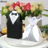 100 PCSLOT BRIDE I PROVOUN WEDLID PRZYPADKOWA PRZEMYSŁY PRZEDSTAWY Prezenty Bag Candy Box DIY z wstążką