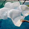 Figurine decorative Silk Unisex Fan da danza del velo cinese 1pcs Belly White Color 180x90cm