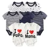 Rompers 7 PCS/LOT半袖ベイビー100％コットンオーバーオール生まれ衣服De Bebe Boys Girls Jumpsuit Clothing210824ドロップDHDCW