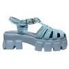 Straw Lafite Women Sandals Summer 2024 Weave Platform Thick Sole Roman Shoes Fashion Round Toe Buckle 93