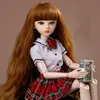 Puppen 60 cm echt wie 13 BJD Doll Full Set handbemalte Make -up Mode School Uniform Girl Ball Jointed Toys for Girls Geschenk 230815