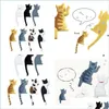 Fridge Magnets Cute Cat Shaped Sticking Hook Keys Hooks No Trace Cartoon Magnetic Refrigerator Magnet Household Gadgets Drop Deliver Dhyg1