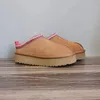 Kvinnor Winter Tazz Slippers Designer Fur glider Australien Kastanj svart mjuk rosa grå marinblå kallt tätt tjock botten plattform Sandaler skor storlek 36-43