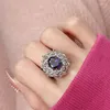 Cluster Rings In Purple Hoop For Women With Stone Zirconia Resizable Elegant Retro Luxury Designer Jewelry Accessories Wedding Date