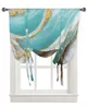 Curtain Marble Texture Aqua Curtains for Living Room Bedroom Modern Tie Up Window Curtain Kitchen Short Curtain