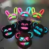 Party Masks LED Light up Mask Bloody Rabbit Cosplay Halloween Horror Killer Masque Scary Adult Dress Costumes Props Full Face 230814