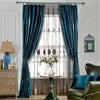 Tenda di lusso europea spessa blu viola grigio velluto solido tende oscuranti per il trattamento delle finestre per la decorazione della casa della camera da letto del soggiorno