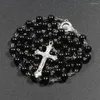 Pendant Necklaces Religion Rosary Necklace For Women Virgin Mary Jesus Cross Long Beads Chain Female Christian Fashion Jewelry Accessories