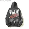 Herrhuvtröjor Sweatshirts Gray Hell Star Tour Hoodie High Street Dios Record Inner tröja Zipper Z230816