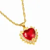 Pendant Necklaces Multi-color Heart Crystal Drop Necklace Gold Color Rhinestones Chain Women Bridal Jewelry