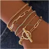 Chain Bohemian Sier Gold Link Armband For Women Fashion Mtilayer Armband Set Charm Punk Jewelry Drop Delivery DHWLF