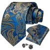 Bow Ties Blue Paisley slips för män lyxig tack med kedjering 8 cm bredd affär bröllop hals set gravata dibangu