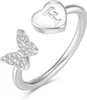 Eerste letterring voor vrouwen 925 Sterling Silver A-Z stapelbaar alfabet Verstelbare ring Cubic Zirconia Capital Jewelry cadeau