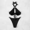 Women's Swimwear Ring Linked Halter Underwire Bikini Swimsuit For Women Set Brazilian Bathing Suit Beachwear Summer