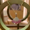 Luxe Bvlgr top bijoux accessoires designer femme Tanabata Limited nouveau dégradé poudre de cerise collier pendentif en forme d'éventail chaîne de clavicule cadeau de saint valentin