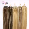 20 22 inch Remy Micro Ring Hair Extensions Human Hair Dark Bruin Hoogtepunten Honing Blonde Micro -lus Haaruitbreidingen 100G Micro Bead Extensions #P4/613