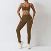 Active Set Yoga Set Women's 2-Piece Gym Clothes Push Up Clothing High midje Leggings Fitness Shorts Sports Bra Workout Tracksuit Sportswear