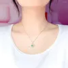 Kedjor meibapj naturlig smaragd ädelsten olivgren hänge halsband verklig 925 ren silvergrön sten fina bröllop smycken för kvinnor