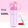 4 Colors Creative Plastic Cup Outdoor Sports Water Bottles 600ml Spray Cup Children's Water Cup Fitness Large Capacity Student Gift 20oz Tumblers LG01