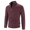 Herrenpullover Winter Strickpullover Wolle Fleece dicker warmer Rollkragenpullover Halbzipper Stricker Schwalben Bluse Jumper Ropa Hombre