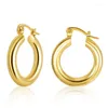 Hoop Earrings 18K Gold Plated Fashion Jewelry Shine Metal Simple For Women Holiday Party Daily Elegant Earring Accessories