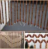 Curtain Door Decoration with Rod Wood Bamboo Beads Handmade Hook Type String Wave Tassel Drape Partition Divider 230815