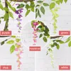 Decorative Flowers 2.1M Wisteria Artificial Flower Rattan Wreath Wedding Arch Home Garden Decoration Fake Plant Leaf Vine Ivy Wall