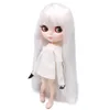 Куклы ледяные DBS Blyth Doll Series No280bl136 Белые прямые волосы с челком белые лица соединение 16 Bjd 230814