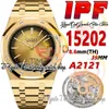 IPF 39mm ZF15202 SA2121 Automatisk herrklocka Ultra-tunn 8,6 mm rökig guldstruktur Dial Stick Markers 18k Yellow Gold Rostless Steel Armband Super Edition Watches